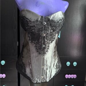 Black and Silver Lace Corset Top